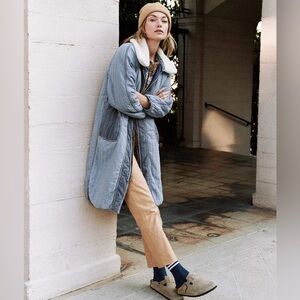 NEW THE GREAT. woodsman reversible coat in sierra wash with cream sherpa‎ size 1